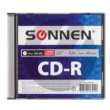 Диск CD-R SONNEN, 700 Mb, 52x, Slim Case